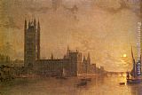 Westminister Abbey, The Houses of Parliament with the Construction of Wesminister Bridge